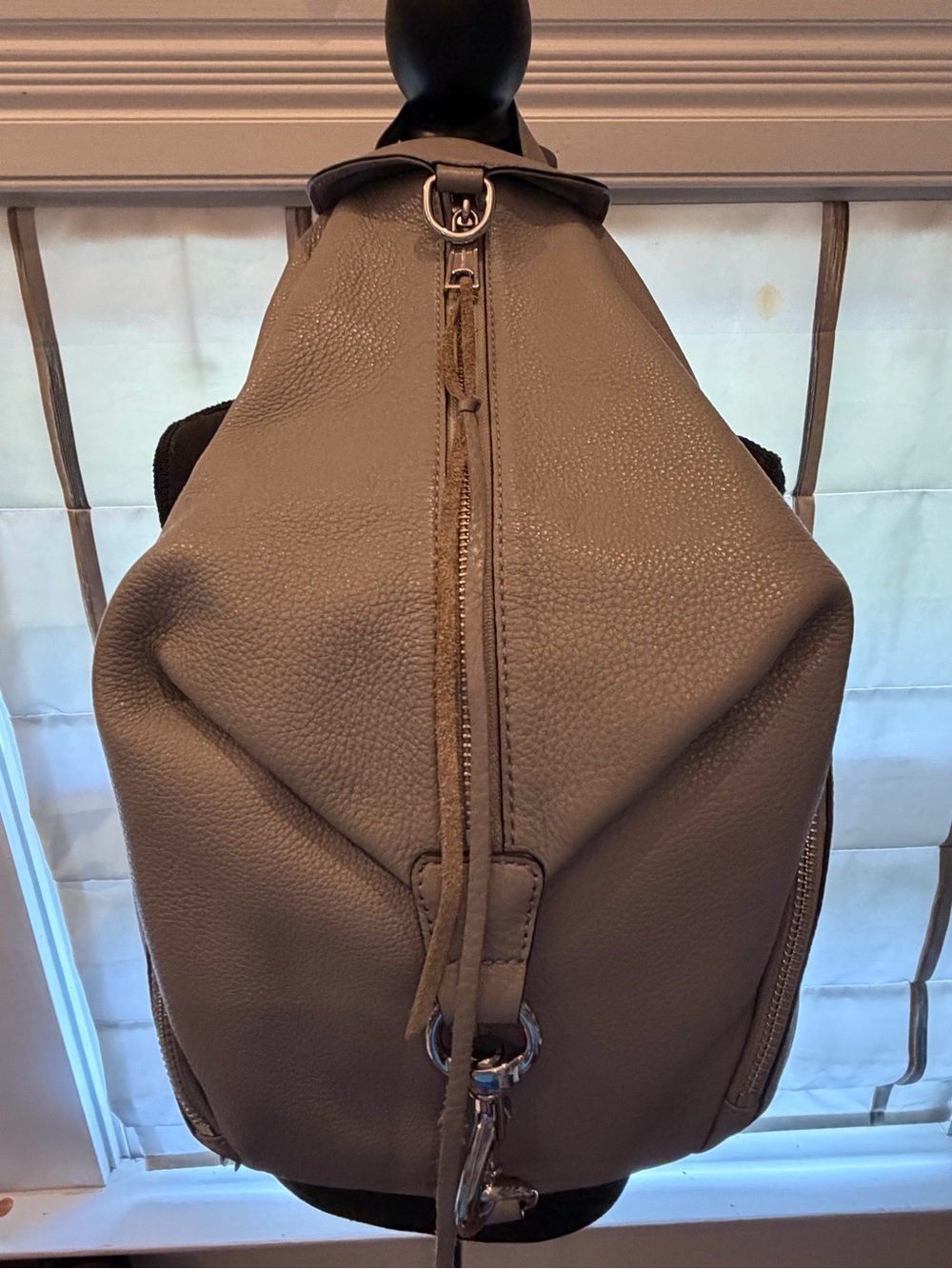 Women’s Gray Leather Sling Backpack - Versatile Everyday Bag